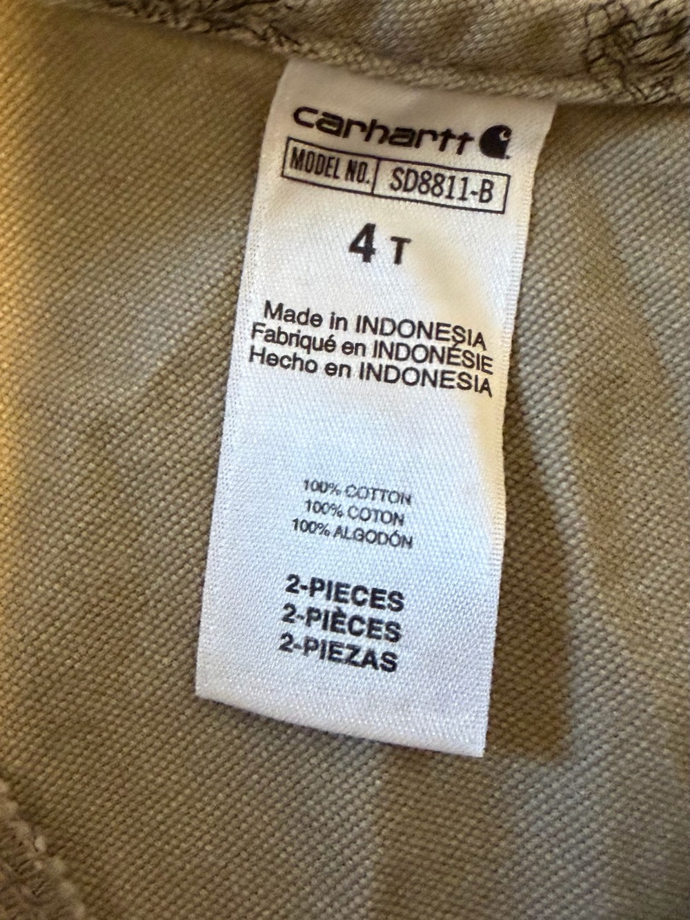Carhartt Kids Tan Printed Overalls with Outdoor Icons - Picture 4 of 4